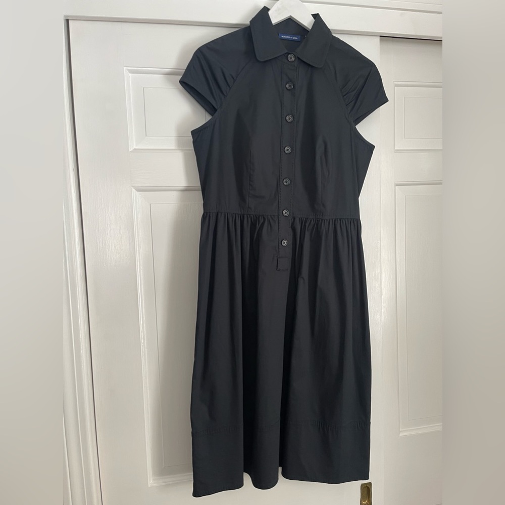 MARTIN + OSA lightweight cotton twill black shirt dress cap sleeve size 4